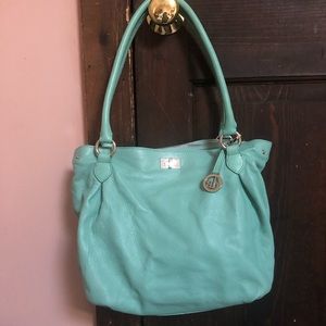 Turquoise Leather Shoulder Bag